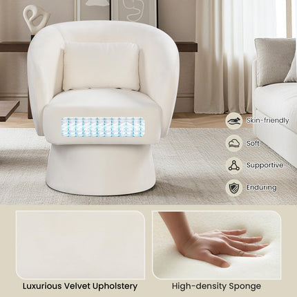 Dreamade Swivel Accent Chair Upholstered Barrel Chair with Curved Back & Removable Lumbar Pillow