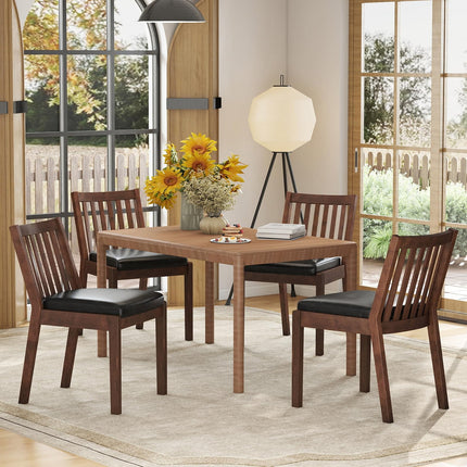 Dreamade PU Leather Upholstered Kitchen Chairs w/Rubber Wood Frame Padded Seat