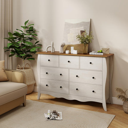 Dreamade Storage Cabinet with Foldable & Detachable Fabric Drawers, Anti-Tipping Kit, 47” x 15” x 30.5” Farmhouse Floor Cabinet
