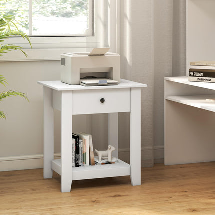 Dreamade Nightstand with Drawer 2-Tier Modern Bedside Table with Open Shelf and Storage