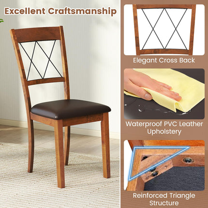 Dreamade Wooden Armless Kitchen Chairs Set of 2/4 w/Elegant Hollowed Backrest