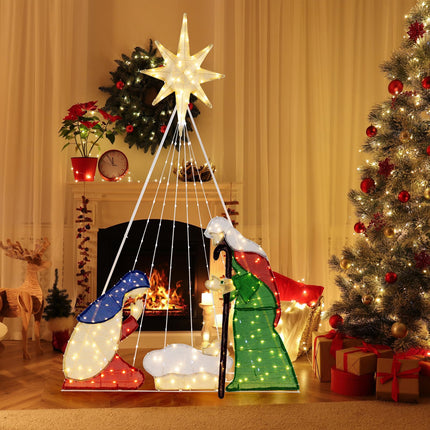 Dreamade 6 FT Lighted Nativity Scene, Holy Family Set Christmas Decoration with 240 LED Lights