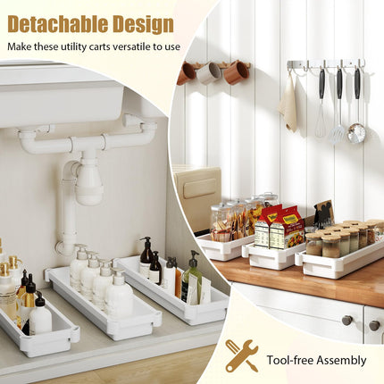 Dreamade 2-Pack 3-Tier Slim Rolling Storage Cart
