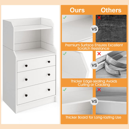 Dreamade 3 Drawers Dresser for Bedroom - Modern Storage Dresser Chest of Drawers with 2 Shelves, 3 Pull-Out Drawers