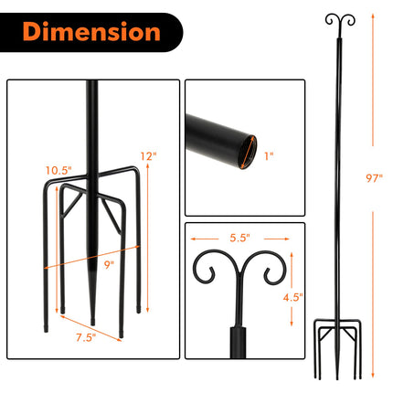 Dreamade String Light Pole for Outside, 2 Pack 8ft / 10 ft Outdoor Metal Poles with Hooks for Hanging String Lights - DreamadeUS