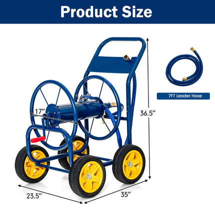 Dreamade Garden Hose Reel Cart - Water Hose Cart with 4 Wheels & Non-slip Grip