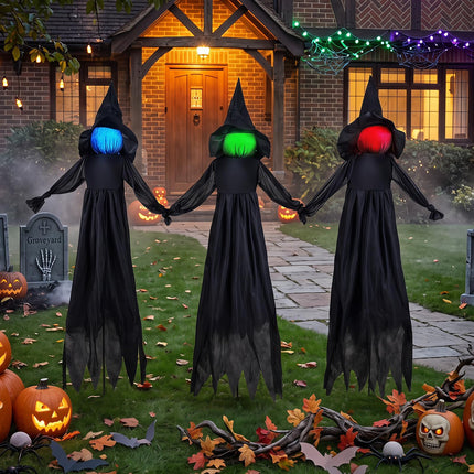 DREAMADE 4.3 ft 3 Pack Halloween Light Up Witches