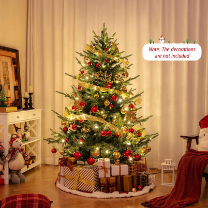Dreamade 6ft Faux Hinged Xmas Full Tree with 240 Warm White LED Lights, 778 Branch Tips