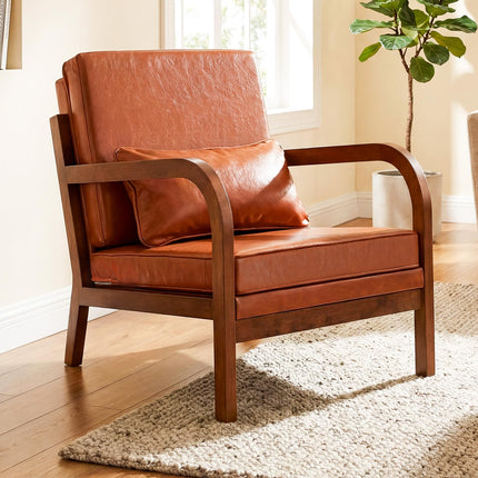 Dreamade Mid-Century Modern Accent Chair with Lumbar Pillow