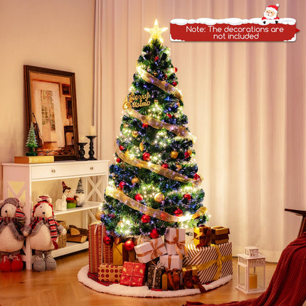 Dreamade 6ft Pre-Lit Fiber Optic Christmas Tree, Top Star, 230 Branch Tips, Metal Stand, Office Home Decoration