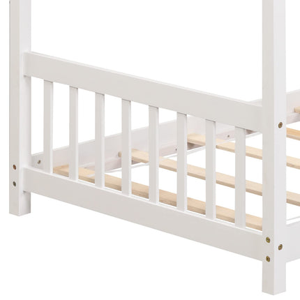 Dreamade House Bed Twin, Solid Wood Kids House Bed with Roof
