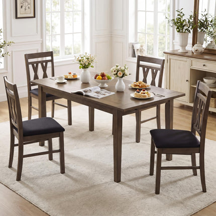 Dreamade Wood Dining Chairs Set of 2/4 Linen Style Upholstered Kitchen Chairs with Dual X-Shaped Back