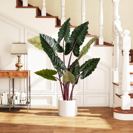 Dreamade 63" Tall Fake Pre-Potted Plant w/ 11 Faux Leaves & Bendable Stems
