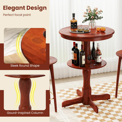 Dreamade 2 Tier Tall Round Dining Table with Pedestal Base