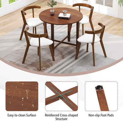 Dreamade 35.5” Round Dining Table, Folding Kitchen Table for Small Spaces
