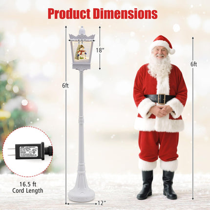 Dreamade 8 ft White Musical Christmas Streetlight | Lighted Holiday Decoration for Home Yard Porch