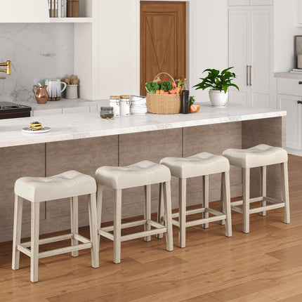 Dreamade 24" Bar Stools Set of 2/4, Upholstered Counter Height Saddle Bar Stools
