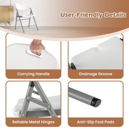 Dreamade 4/8/12-Pack Plastic Folding Chairs, HDPE Waiting Room Chairs w/Metal Frame