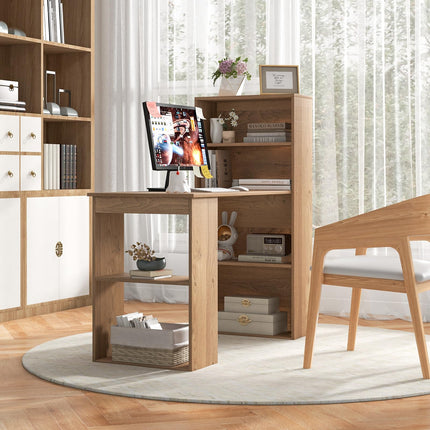 Dreamade 48 Inch Computer Desk with Bookshelf, 3-in-1 Home Office Desk with 4-Tier Bookcase & CPU Stand