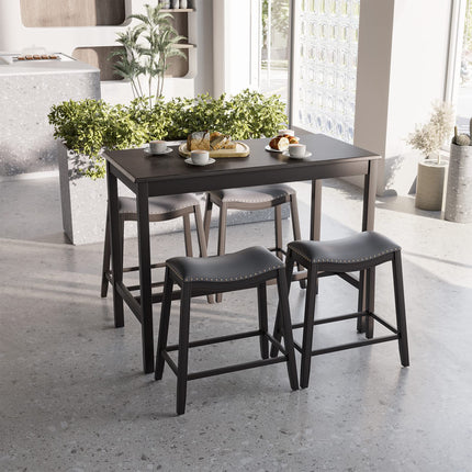Dreamade Dining Table Set for 4, Kitchen Counter Height Table w/ 4 Stools (Black)