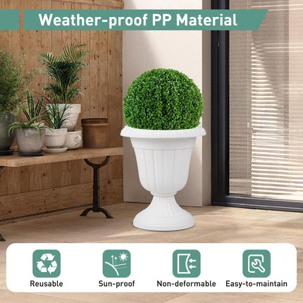 Dreamade 18" Tall Urn Plastic Flower Pots with Pedestal Base & Pre-Marked Drain Hole