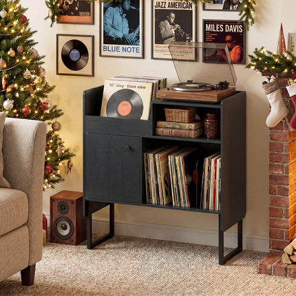 Dreamade Record Player Stand with Open Shelf & Cabinet Hold Up to 250 Albums