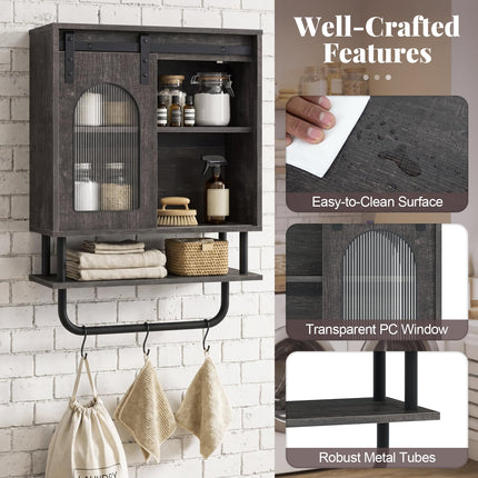 Dreamade Bathroom Wall Cabinet with Sliding Barn Door