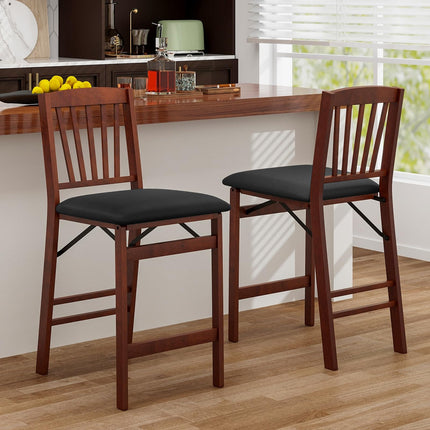 Dreamade Folding Bar Stools Set, 24.5" Counter Height Bar Dining Chairs with Back