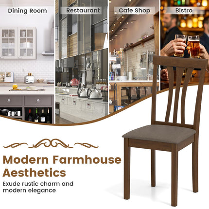 Dreamade Wooden Dining Chairs Set of 2/4 Linen Fabric Upholstered Kitchen Armless Chair