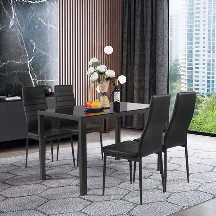Dreamade Set of 4 Dining Chairs, Upholstered Dining Side Chairs with Stain-Proof PVC Leather