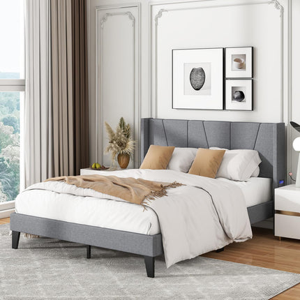 Dreamade Queen/Full SizeBed Frame with Wingback Headboard