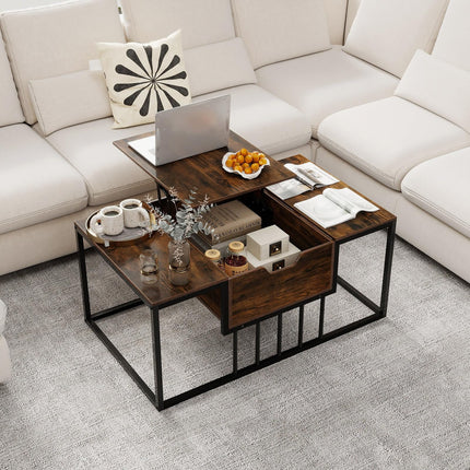 Dreamade Modern Center Table with Hidden Storage Compartment