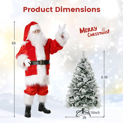 Dreamade Pre-Lit Snow Flocked Christmas Tree, Artificial Hinged Xmas Tree with 160 Multi-Color LED Lights