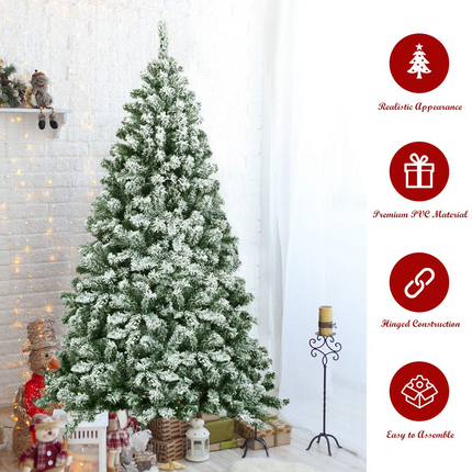 Dreamade Snow Flocked Christmas Tree, Artificial Hinged Pine Tree - DreamadeUS