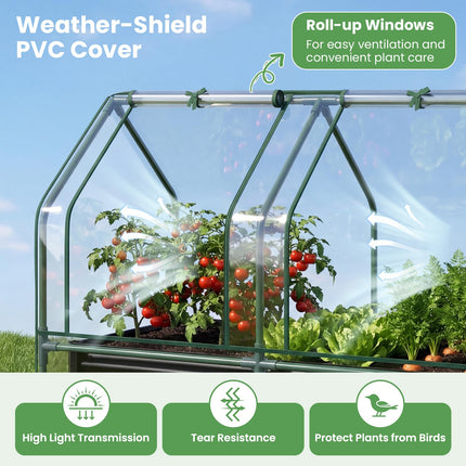 Dreamade 4x2x3 FT Galvanized Raised Garden Bed with Greenhouse Cover