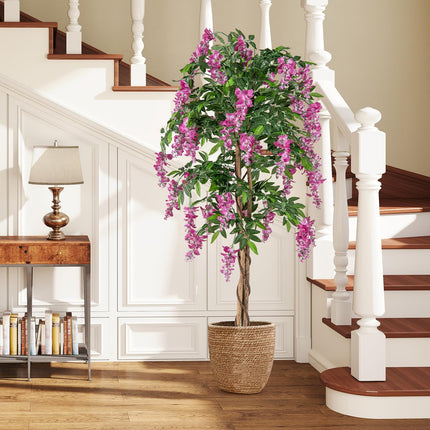 Dreamade 5.5FT Faux Wisteria Tree in Nursery Pot with Blooming Flowers