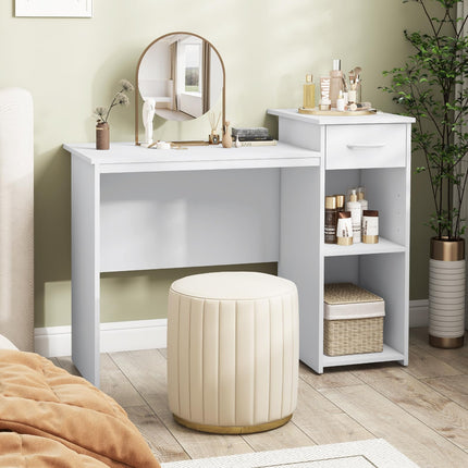 Dreamade Computer Desk with Storage, Modern PC Laptop Table with Printer Shelf