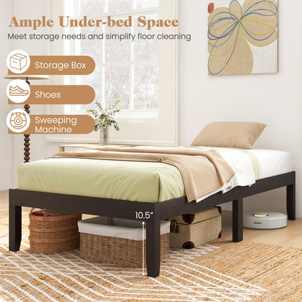 Dreamade 14 Inch Twin Wood Platform Bed Frame, Minimalist Twin Bed Frame with Wooden Slats Support & Rubber Wood Legs