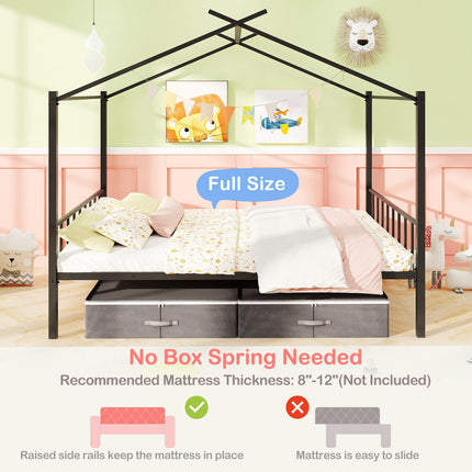 Dreamade Full Size House Bed with 2 Storage Drawers