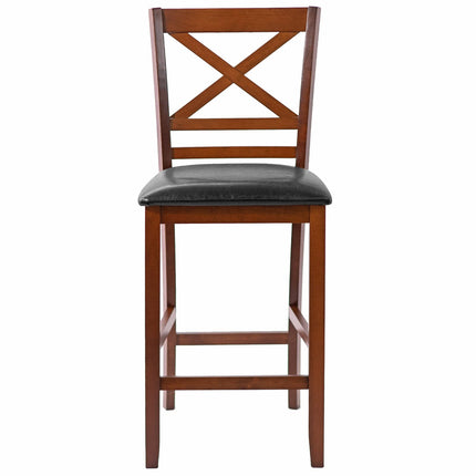 Dreamade Modern 25” Counter Height Dining Pub Stools with X-Shaped Backrest, Soft Cushion & Durable PU Seat