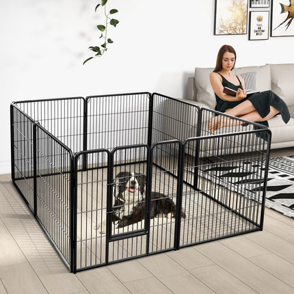 Dreamade Dog Playpen Outdoor 32" H - 8/16 Panels Metal Pet Fence for Medium Dogs, Heavy Duty Dog Pen Exercise Fence with Door