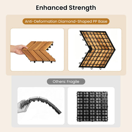 Dreamade 30 PCS Interlocking Patio Flooring Tiles with Drainage Base