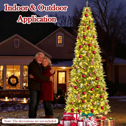 Dreamade 12 FT Tall Pre-Lit Hinged Xmas Tree with Quick Power Connector