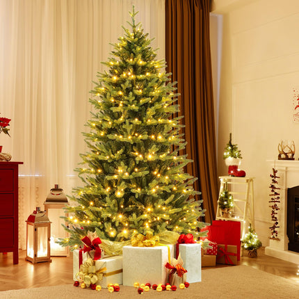 Dreamade 7ft Hinged Xmas Full Tree with 470 Warm White & Multicolored LED Lights
