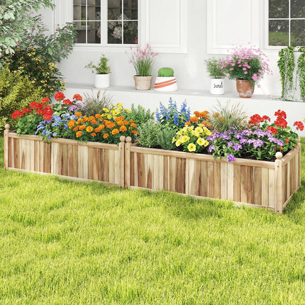 Dreamade Wooden Raised Garden Bed Natural Acacia Wood Rectangular Planter Box with Liner