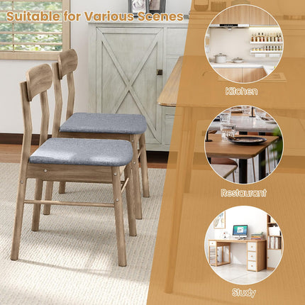 Dreamade Fabric Upholstered Kitchen Chairs with Rubber Wood Frame and Padded Curved Seat