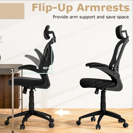 Dreamade Ergonomic Mesh Office Chair, Home Office Desk Chair with Adjustable Headrest and Lumbar Support