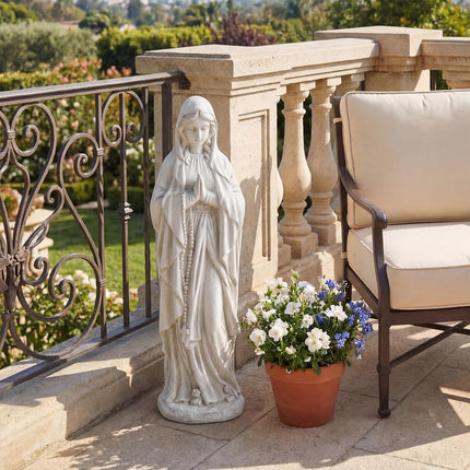 Dreamade Virgin Mary Praying Statue 29.5" | Blessed Mother Outdoor Religious Statue with Rosary Beads