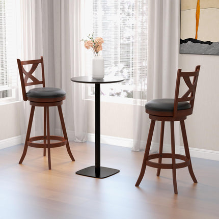 Dreamade Swivel Bar Stools Set of 2, Farmhouse Wooden Barstools with Back
