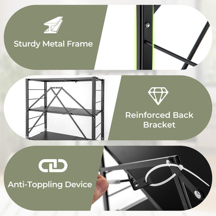 Dreamade 5-Tier Foldable Storage Shelf with Wheels Set of 1/2, Collapsible Shelving Unit with Adjustable Shelves